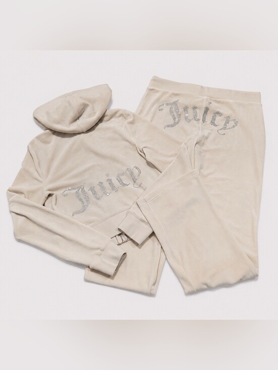 Juicy Couture Pants - Juicy Couture Crystal Luxe Velour OG Bling Zip Up Hoodie & Pants Set - S/M